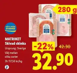 Lidl MATRIKET Skivad skinka erbjuda