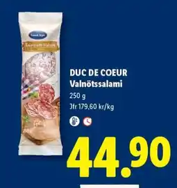 Lidl Duc de Coeur Valnötssalami erbjuda