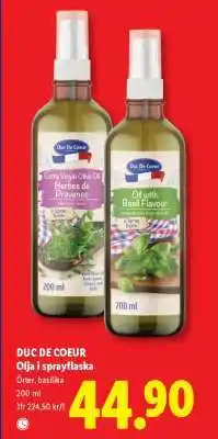 Lidl DUC DE COEUR Olja i sprayflaska erbjuda
