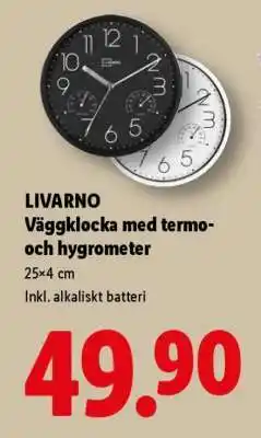 Lidl LIVARNO Väggklocka med termo- och hygrometer erbjuda