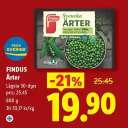 Lidl FINDUS Ärter erbjuda