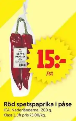 ICA Supermarket ICA röd spetspaprika erbjuda