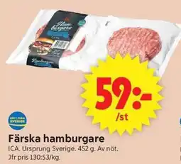 ICA Supermarket Färska hamburgare erbjuda