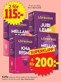 ICA Supermarket Löfbergs kaffe erbjuda