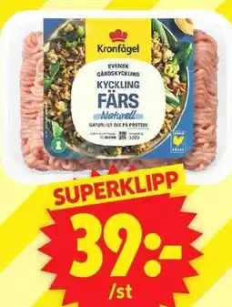ICA Supermarket Kronfågel kycklingfärs naturell erbjuda