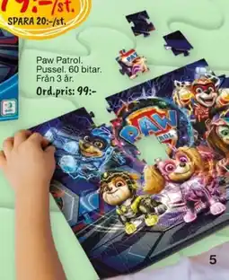 Leklust Paw Patrol Pussel erbjuda