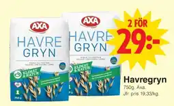Matöppet Axavavregryn erbjuda