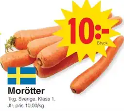 Matöppet Morötter erbjuda