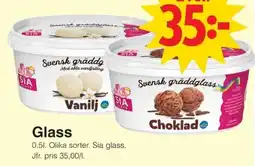 Matöppet Sia glass erbjuda