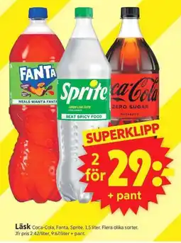 ICA Supermarket Läsk Coca-Cola, Fanta, Sprite erbjuda