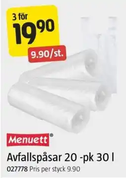 Jula Menuett Avfallspåsar 20-pk erbjuda