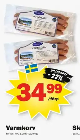 Pekås Hissas varmkorv erbjuda