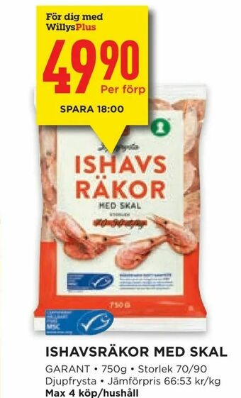Willys Ishavsräkor med skal erbjuda