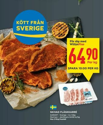 Willys SKIVAD FLÄSKKARRÉ erbjuda