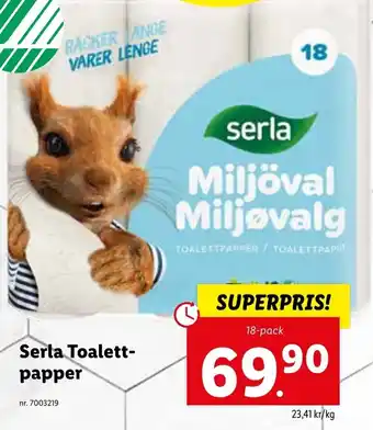 Lidl Serla Toalettpapper 18-pack erbjuda