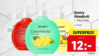 Lidl Gunry Handtvål 500 ml erbjuda