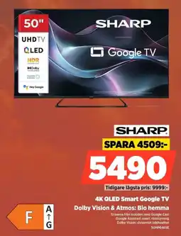 Power Sharp 4k qled smart google tv erbjuda