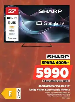 Power Sharp 4k qled smart google tv erbjuda