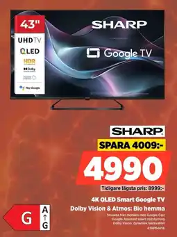 Power Sharp 4k qled smart google tv erbjuda