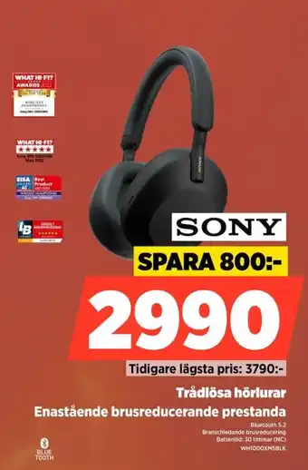 Power Sony trådlösa hörlurar erbjuda