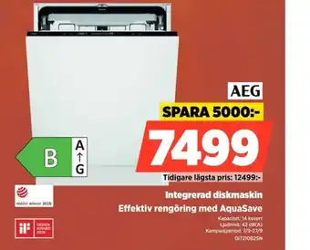 Power Aeg integrerad diskmaskin erbjuda