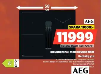 Power Aeg induktionshäll med inbyggd fläkt erbjuda