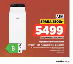 Power Aeg toppmatad tvättmaskin erbjuda