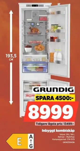 Power Grundig inbyggt kombiskåp erbjuda