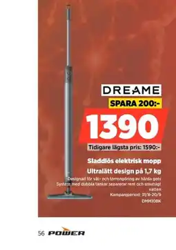 Power Dreame sladdlös elektrisk mopp erbjuda