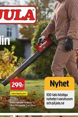 Jula Batteridriven lövblås 18 V 150 km/h 7 m³/min erbjuda