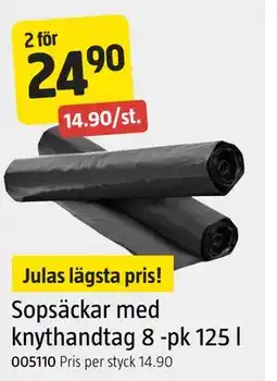 Jula Sopsäckar med knythandtag 8 -pk 125 l erbjuda