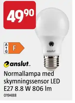 Jula Normallampa med skymningssensor LED E27 8.8 W 806 lm erbjuda
