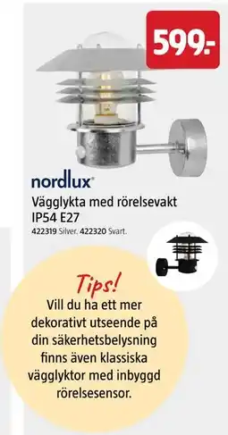 Jula Vägglykta med rörelsevakt erbjuda