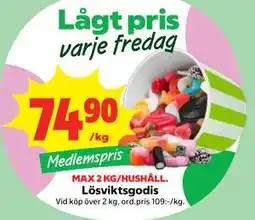 Stora Coop Lösviktsgodis, Medlemspris erbjuda
