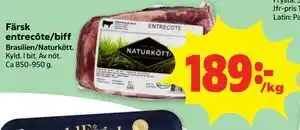 Färsk entrecôte/biff
