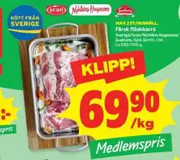 Stora Coop Färsk fläskkarré, Medlemspris erbjuda