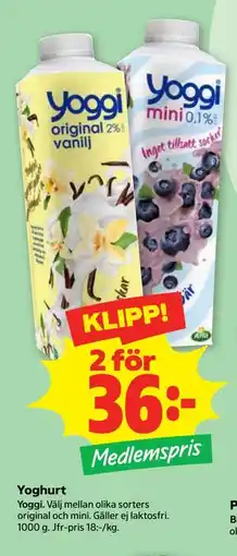 Stora Coop Yoghurt, Medlemspris erbjuda