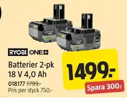 Jula Batterier 2-pk 18 V 4,0 Ah erbjuda