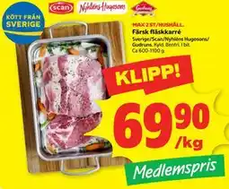 Stora Coop Färsk fläskkarré, Medlemspris erbjuda
