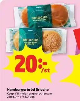 Stora Coop Hamburgerbröd Brioche erbjuda