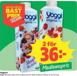 Coop Yoghurt, Medlemspris erbjuda