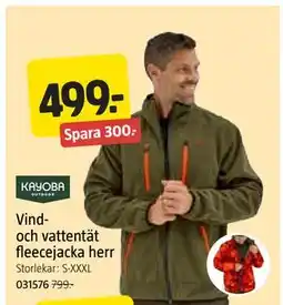 Jula Vind- och vattentät fleecejacka herr erbjuda