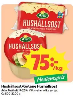 Coop Hushållsost/Götene Hushållsost, Medlemspris erbjuda