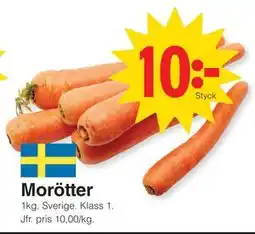 Matöppet Morötter erbjuda