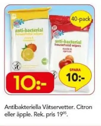 Antibakteriella Våtservetter Citron eller äpple 40-pack