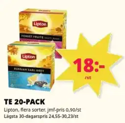 Tempo Lipton te 20-pack erbjuda