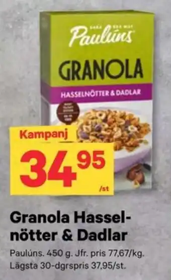 Paulüns Granola Hasselnötter & Dadlar