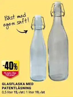 ÖoB GLASFLASKA MED PATENTLÅSNING erbjuda