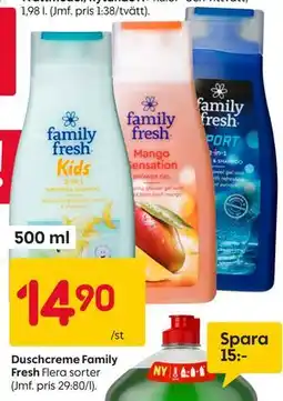 Rusta Duschcreme Family Fresh erbjuda