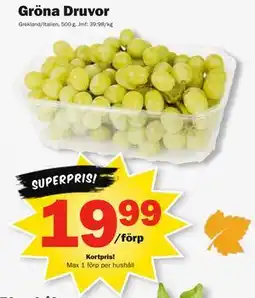 Pekås Gröna Druvor, Medlemspris erbjuda